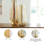 Signature Design by Ashley Rhettman Farmhouse Indoor/Outdoor 16" Glass Tabletop Vase, Light Brown