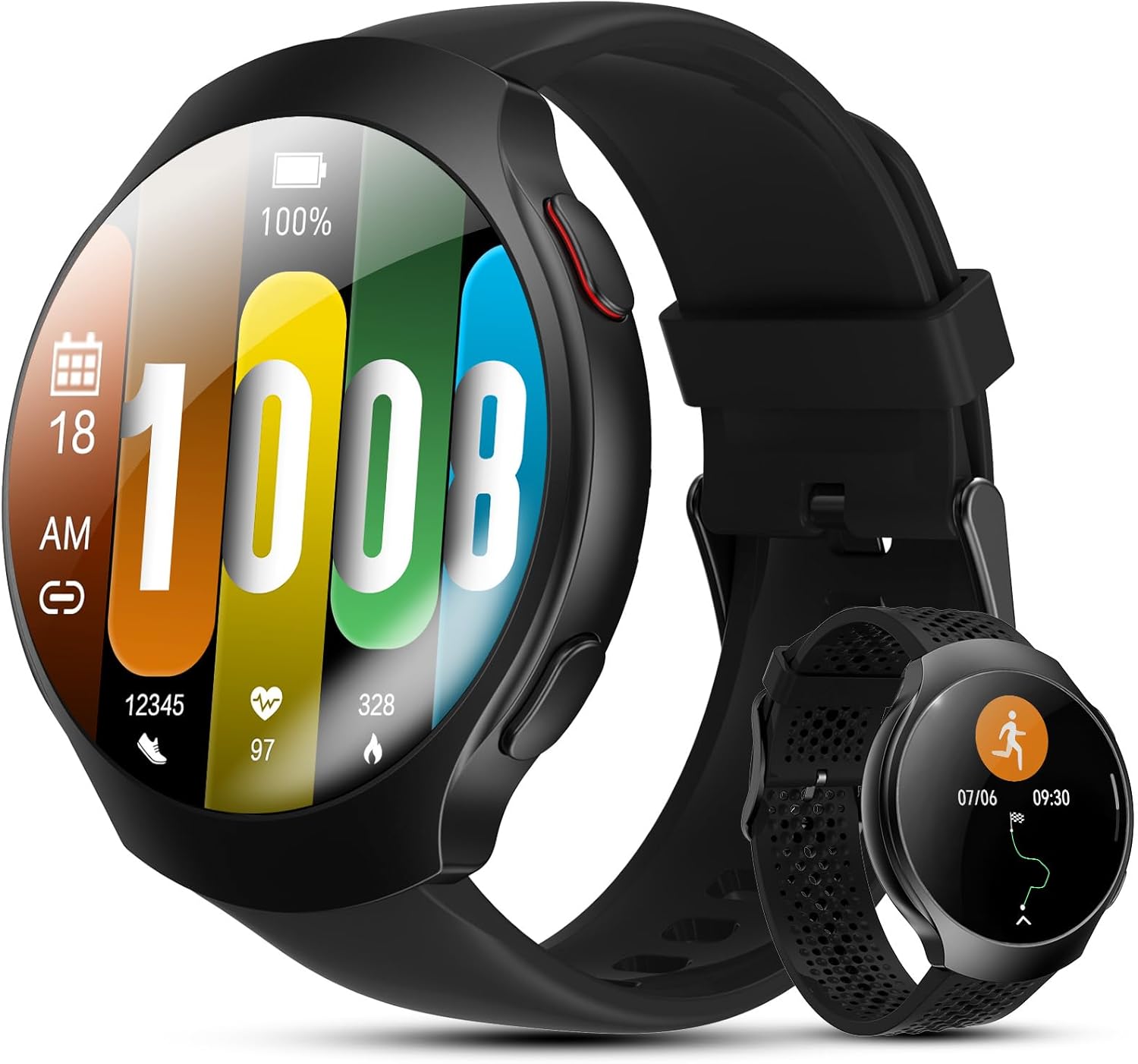GPS Smart Watch for Men With AI (Answer/Make Call), 1.43" Micro-Spherical AMOLED Smartwatch for Android and iPhone, 150+ Sport Mode Fitness Tracker with HR, SpO2, Sleep Monitor, 5ATM Waterproof