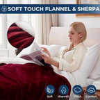 Westinghouse Electric Blanket Queen, Heated Blanket Queen Size with 10 Heating Levels and 1 to 12 Hours Heating Time Settings, Flannel to Sherpa Reversible, Machine Washable (84" x 90", Red)