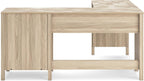 Signature Design by Ashley Battelle Scandinavian 60" Home Office Desk with Return, Drawer and Cabinet, Light Brown