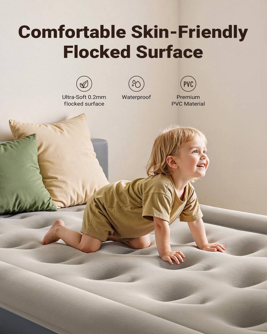 iDOO Twin Air Mattress with Built in Pump, 18" Raised Compact Blow up Mattress, Inflatable Mattress for Camping Guest Home, Portable Travel Air Bed, 2-Min Quick Inflation Deflation, Colchon inflable