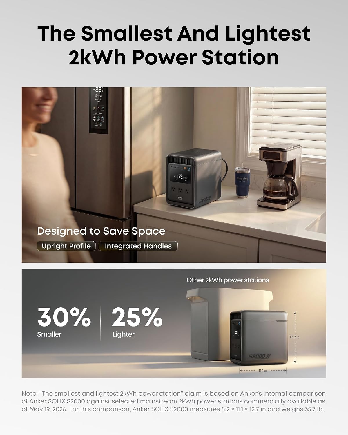 Anker SOLIX S2000 Portable Power Station, 1500W Solar Generator for Home Use, Up to 35-Hr Fridge Backup, 2,010Wh LFP Battery for Emergencies, Power Outages, Camping (Solar Panel Optional)