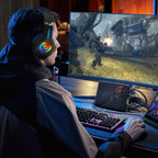 Ozeino Gaming Headset for PC, Ps4, Ps5, Xbox Headset with 7.1 Surround Sound, Gaming Headphones with Noise Cancelling Mic RGB Light Over Ear Headphones for Xbox Series X/S, Switch-Blue