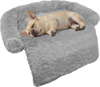 GGIB Cooling Dog Bed Mat with Bolster Pillow Washable Dog Couch Cover Breathable Summer Pet Couch Bed Protector Indoor(Large, Cooling Grey)