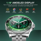 SOUYIE GPT AI Smart Watch for Men, Bluetooth Call Heart Rate Blood Pressure Blood Oxygen Sleep Monitor, 107 Sports Modes 1.19" AMOLED Display Waterproof Fitness Tracker Android iOS, 44mm Silver Green