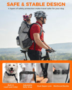 Waterproof Dog Backpack Carrier for Medium Dogs Under 30 lb, Grey | 4-Layer Protection, Adjustable Dog Hiking Backpack with Storage Pockets, Reflective Strips, Non-Slip Handle for Travel