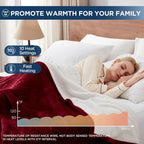 Westinghouse Electric Blanket Queen, Heated Blanket Queen Size with 10 Heating Levels and 1 to 12 Hours Heating Time Settings, Flannel to Sherpa Reversible, Machine Washable (84" x 90", Red)