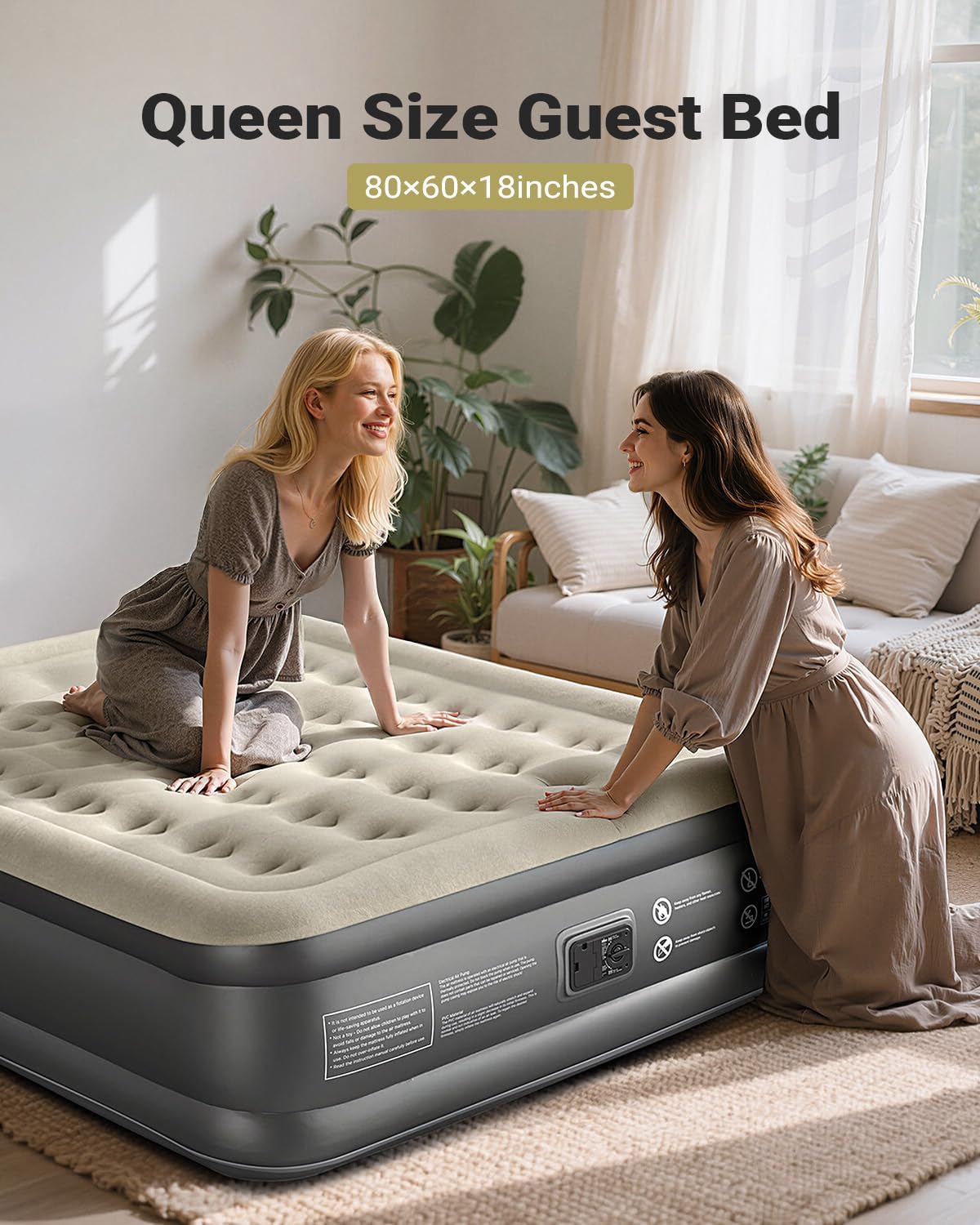 iDOO Air Mattress Queen with Built in Pump, 18 Raised Comfort Blow up Mattress, Inflatable Mattress for Home and Guest Bed, Upgraded Support Structure Portable Air Bed, Colchon Inflable, 650 lbs Max
