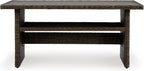 Signature Design by Ashley Brook Ranch Casual Outdoor Multi-use Table with 1 Fixed Shelf, Dark Brown & Gray