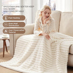 Westinghouse Electric Blanket Heated Throw, Super Cozy Luxury Polyester with 6 Heating Levels & 2-10 Hours Auto Off, Fast Heating & Overheat Protection, 50x60 Inch, Beige