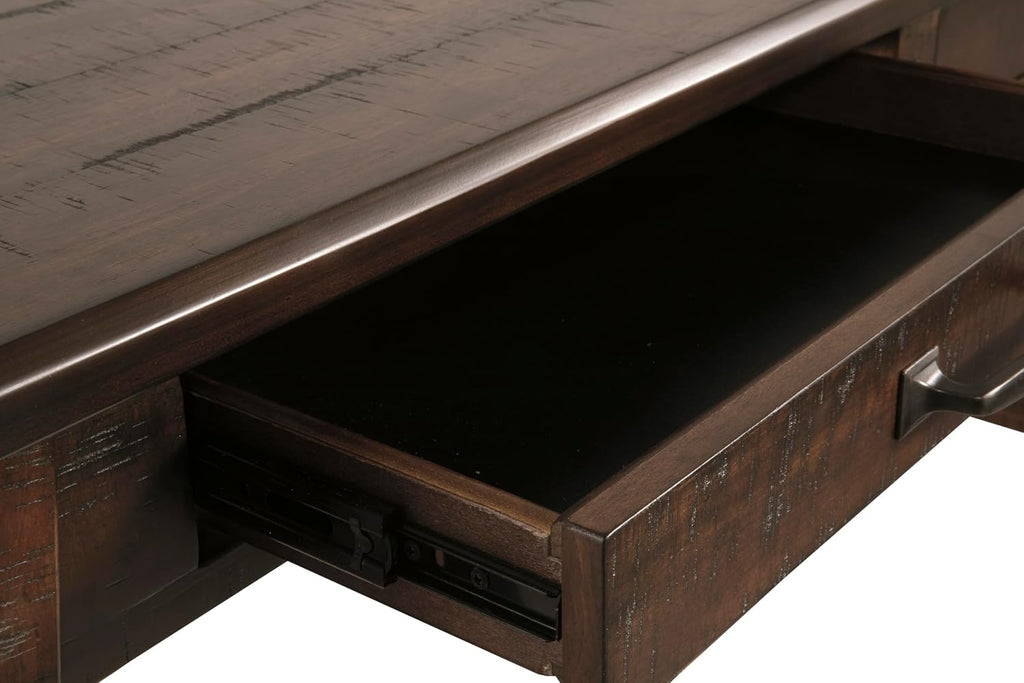 Signature Design by Ashley Baldridge Home Office Desk With Drawers, Rustic Industrial,Wood Construction, Smooth-Gliding Storage for Workspaces, Ideal for Home Offices, Brown