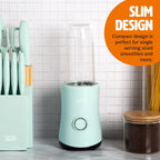 Tasty Personal Blender With Cup, 350W Powerful Blending Motor, 9-Piece Set With 4 Cups & Travel Lid, Compact & Portable, Aqua