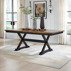Signature Design by Ashley Wildenauer Dining Extension Table, 18" Self-Storing Butterfly Leaf, Hardwood Solids, Mango Veneer & MDF Substrate, Seats 6 to 8 for Kitchens, Black & Dark Brown, 78"