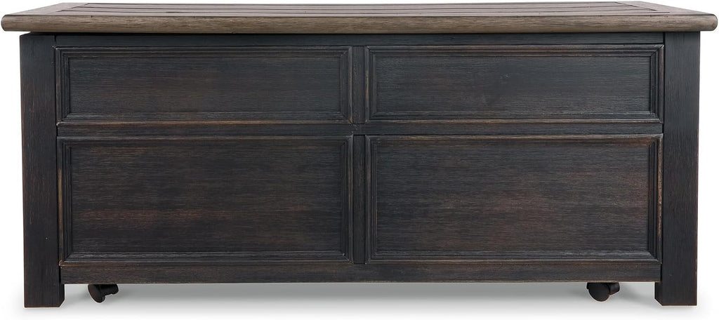 Signature Design by Ashley Tyler Creek Rustic Farmhouse Lift Top Coffee Table with Drawers, Brown & Black