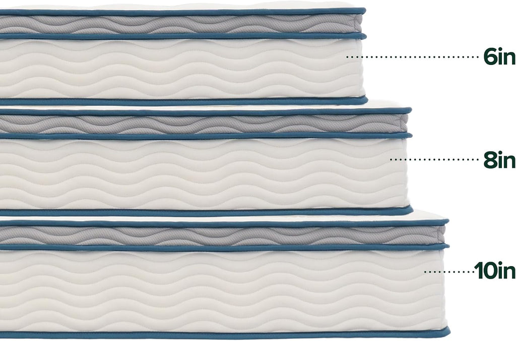 Zinus 6 Inch Spring Sensation Hybrid Mattress [New Version], Medium Firm Feel, Fiberglass Free, Youth and Guest Bedroom, Mattress in A Box, Twin