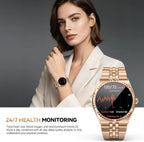 Business Luxury Smartwatch, 1.32" AMOLED HD Screen, Bluetooth 5.4 Calls, Stainless Steel Strap, 160+ Sports Modes, Fitness Watch with Heart Rate/SpO2/Sleep/Blood Pressure Monitor, iOS and Android Gold