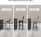 Signature Design by Ashley Valebeck Bar Stool, Rustic Industrial Swivel Barstool With Cushioned Upholstery, Wood & Metal Construction, Kitchen Island Seating, Counter Height, Black