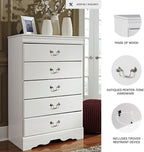 Signature Design by Ashley Children's Anarasia 5 Drawer Chest of Drawers, White