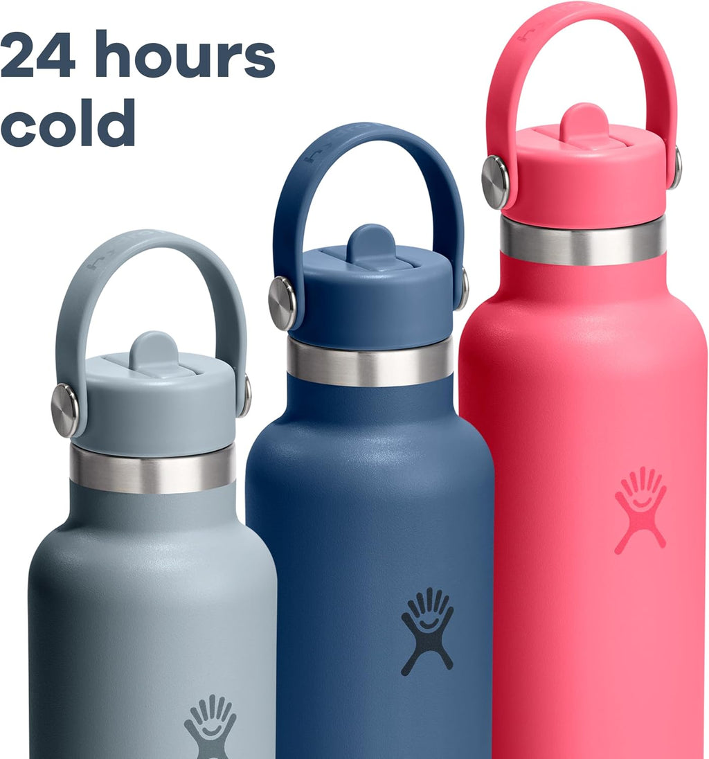 Hydro Flask Water Bottle - Insulated Stainless Steel - Straw Lid, Non Spill, Leakproof in 24 Oz Shale Gray