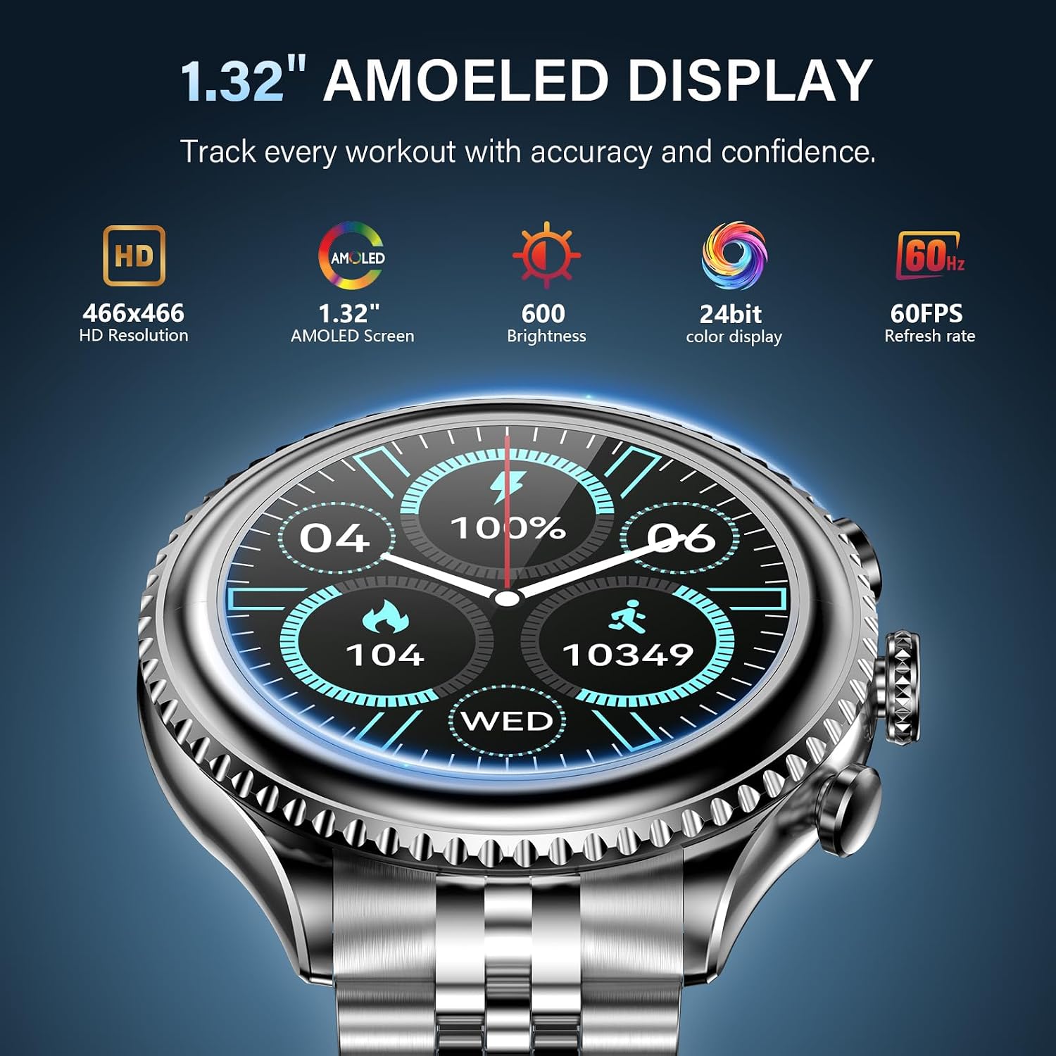SOUYIE 2026 Smart Watch for Men Answer/Make Call for Android iPhone, 1.32" AMOLED HD Screen Mens Luxury Watch, 1st Heavy Duty Smartwatch Heart Rate Blood Oxygen Blood Pressure Sleep Monitor Pedometer