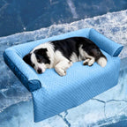 GGIB Cooling Dog Bed Mat with Bolster Pillow Washable Dog Couch Cover Breathable Summer Pet Couch Bed Protector Indoor(Large, Cooling Grey)