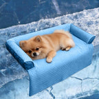 GGIB Cooling Dog Bed Mat with Bolster Pillow Washable Dog Couch Cover Breathable Summer Pet Couch Bed Protector Indoor(Large, Cooling Grey)