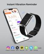 Smart Bracelet for Men Women, Health Activity Fitness Trackers, 24H Sleep Tracker, 24/7 Continuous Heart Rate/Blood Pressure/HRV/Stress Monitor, 170+ Sports Modes Smart Wristband with Free APP 2 Bands