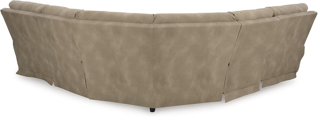 Signature Design by Ashley Next-Gen DuraPella 5-Piece Power Reclining Sectional, Modular L-Shaped Sofa with Zero Gravity Recline and Adjustable Headrest, Water Resistant Faux Leather Couch, Sand