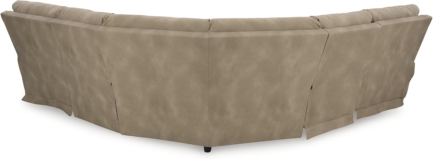 Signature Design by Ashley Next-Gen DuraPella 5-Piece Power Reclining Sectional, Modular L-Shaped Sofa with Zero Gravity Recline and Adjustable Headrest, Water Resistant Faux Leather Couch, Sand