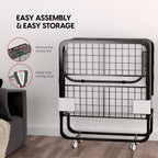 EconoHome Folding Bed with Mattress - 75x38 Twin Size Frame - Portable Rollaway Guest Bed with 5-inch Memory Foam Mattress - Space-Saving Foldable Design for Easy Storage