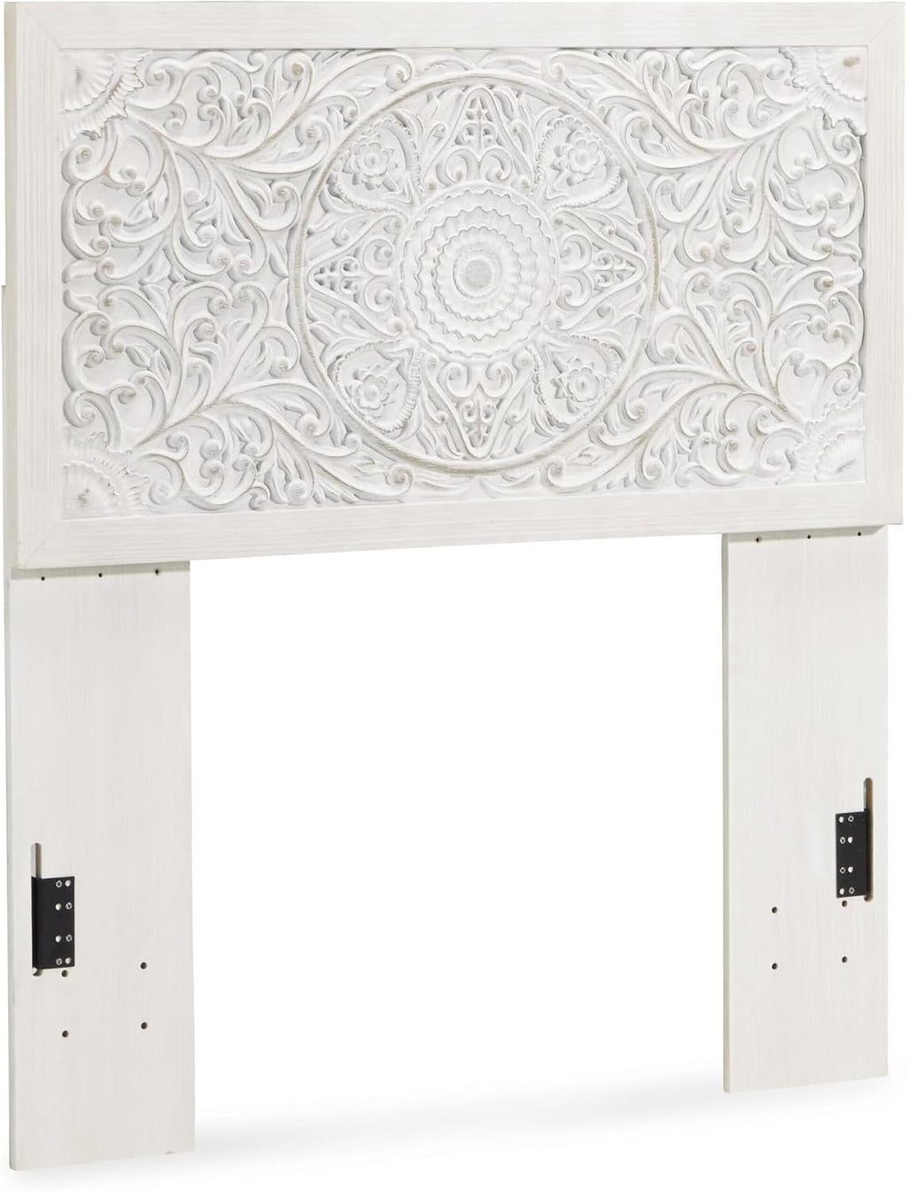 Signature Design by Ashley Paxberry Twin Headboard, Whitewash Carved Medallion Panel, Engineered Wood, Adjustable Height for Girls Youth Bedroom