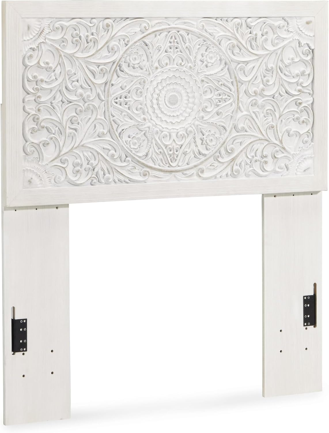 Signature Design by Ashley Paxberry Twin Headboard, Whitewash Carved Medallion Panel, Engineered Wood, Adjustable Height for Girls Youth Bedroom