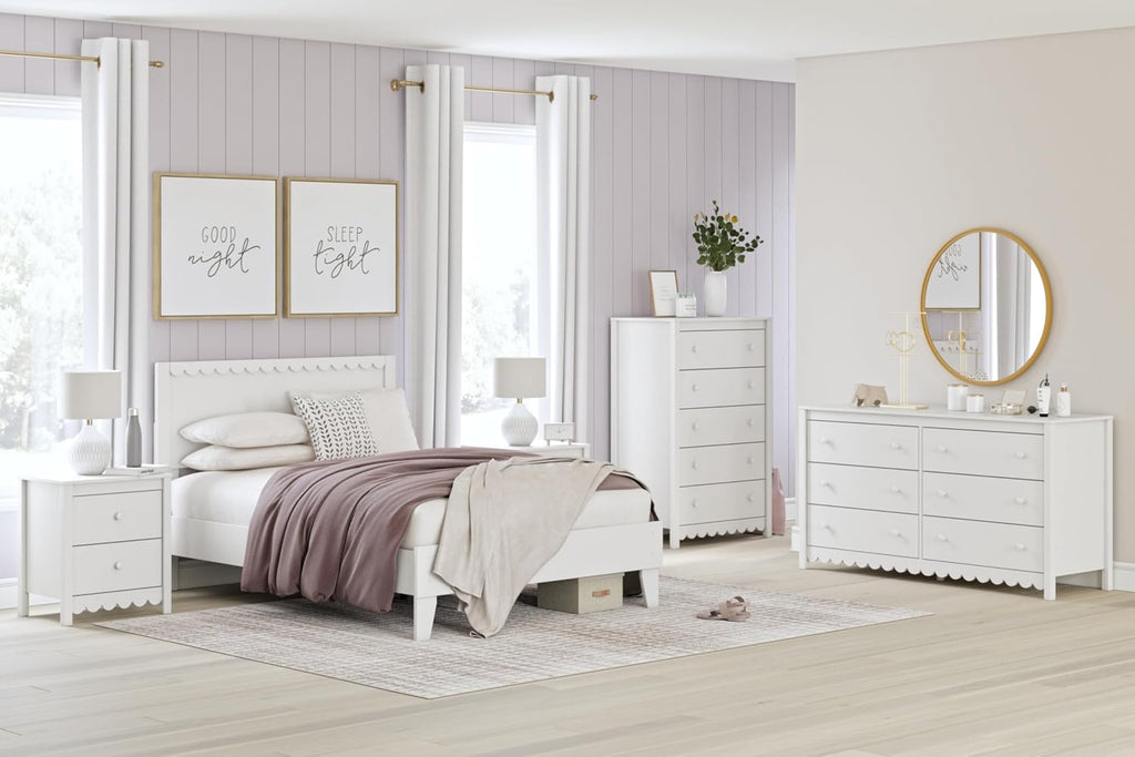 Signature Design by Ashley Hallityn Casual Full Panel Platform Bed, Foundation or Box Spring Not Needed, White