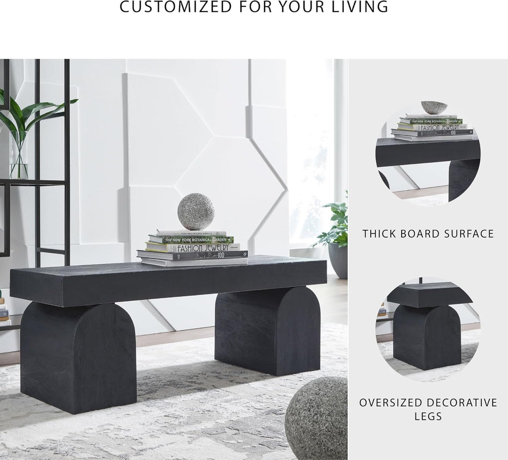 Signature Design by Ashley Holgrove Contemporary Accent Bench with Oversized Legs and for Living-Room, Home-Office or Entryway Use, Black