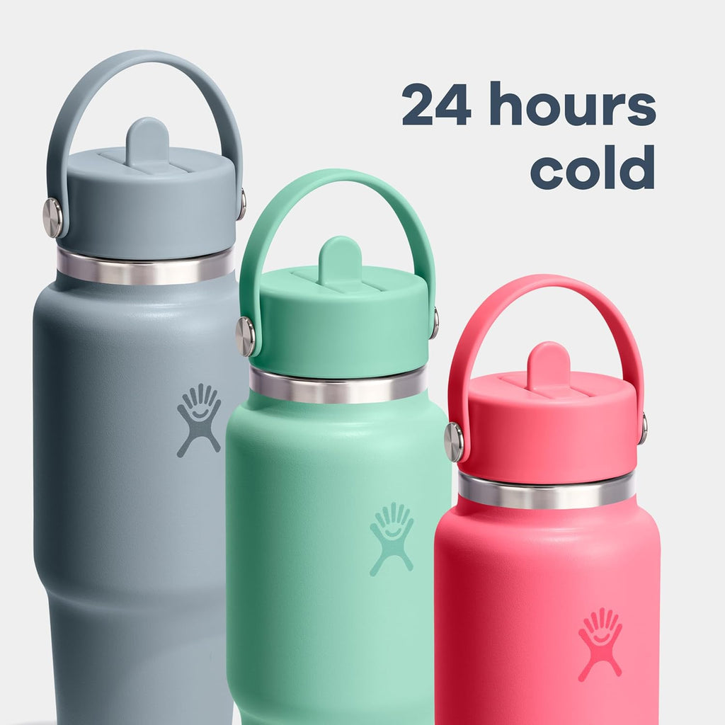 Hydro Flask Travel Water Bottle - Insulated Stainless Steel - Wide Straw Lid, Non Spill, Leakproof in 32 Oz Capri Blue
