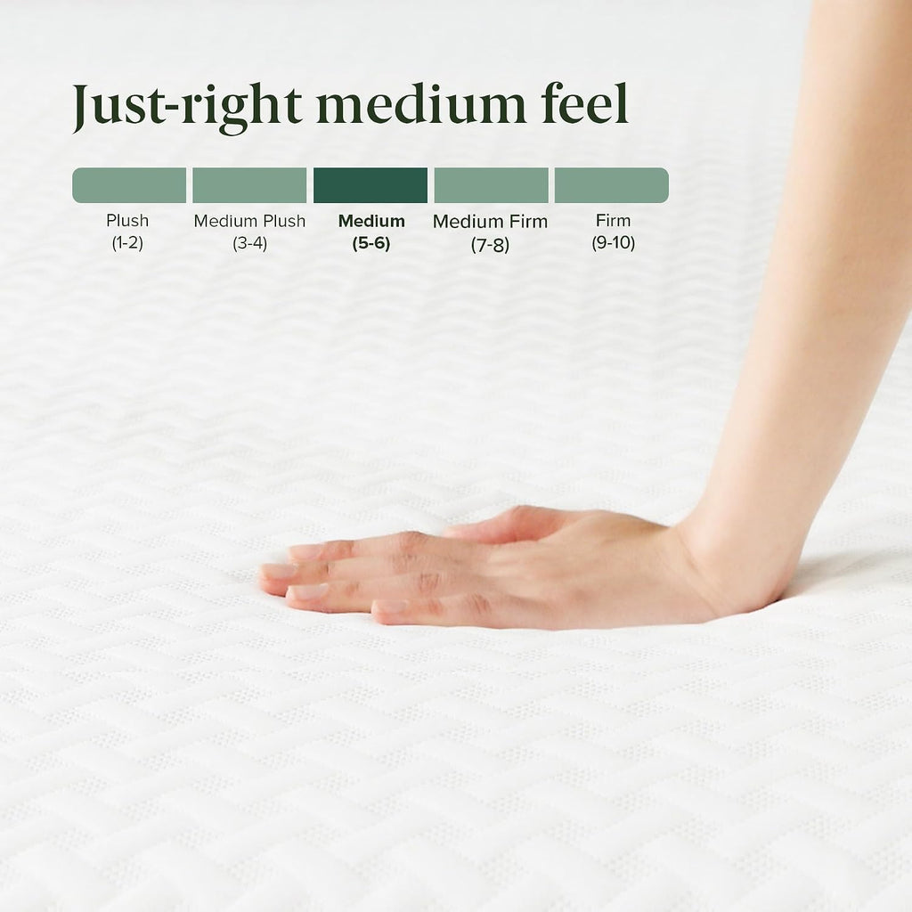 Zinus 10 Inch Green Tea Essential Memory Foam Mattress [New Version], Queen, Fiberglass Free, Medium Feel, Breathable Airflow Memory Foam, Certified Safe Foams & Fabric, Mattress in A Box
