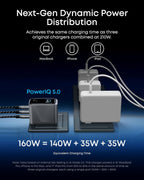 Anker Prime Charger,160W 3-Port Compact GaN USB C Charger,Smart Display,Touch Control,Up to 140W Fast Charging for One Device,for MacBook Pro,Laptop,iPhone 17 Series(Cable Not Included,Non-Battery)