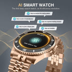 SOUYIE AI Smart Watch for Men, 1.19" AMOLED 44mm, 24/7 Heart Rate Blood Pressure Blood Oxygen Sleep Monitor, 107 Sports Tracker, IP67 Waterproof, Bluetooth Call Voice Assistant, for Android iOS Gold