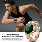 Business Luxury Smartwatch, 1.32" AMOLED HD Screen, Bluetooth 5.4 Calls, Stainless Steel Strap, 160+ Sports Modes, Fitness Watch with Heart Rate/SpO2/Sleep/Blood Pressure Monitor, iOS and Android Gold