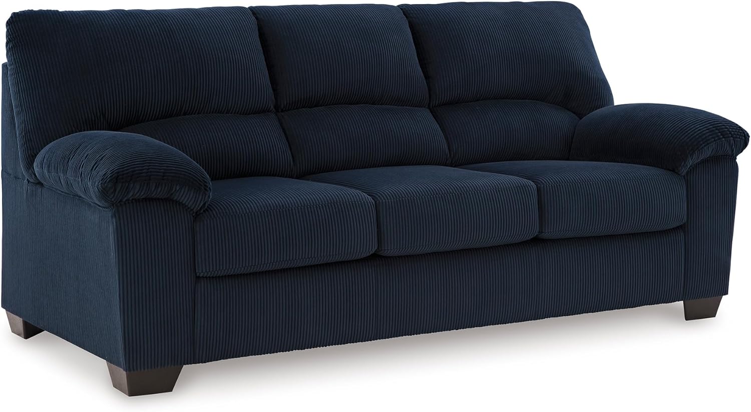 Signature Design by Ashley SimpleJoy Sofa, 83" Navy Blue Contemporary 3-Seater Couch, Soft Polyester Corduroy Fabric with Anti-Sag Platform Foundation, Living Room Furniture