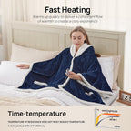 Westinghouse Wearable Heated Throw Blanket, Electric Heated Wrap Poncho Shawl with Pockets, 6 Heating Levels & 2-10 Auto Shut-Off, 50 x 60 Inch, Gift for Family, Friends, Machine Washable, Navy