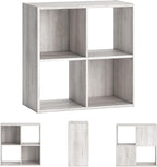 Signature Design by Ashley 4 Cube Storage Organizer, Paxberry Coastal Chic Bookshelf, Engineered Wood Shelving for Bedroom or Living Room, Whitewash, 24" W x 12" D x 24" H