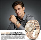 Business Luxury Smartwatch, 1.32" AMOLED HD Screen, Bluetooth 5.4 Calls, Stainless Steel Strap, 160+ Sports Modes, Fitness Watch with Heart Rate/SpO2/Sleep/Blood Pressure Monitor, iOS and Android Gold