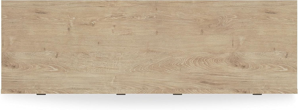 Signature Design by Ashley Cielden 6 Drawer Dresser, Quick 10-Minute Assembly, Textured Cane Details, Coastal Modern Bedroom Storage, Light Brown Two-Tone
