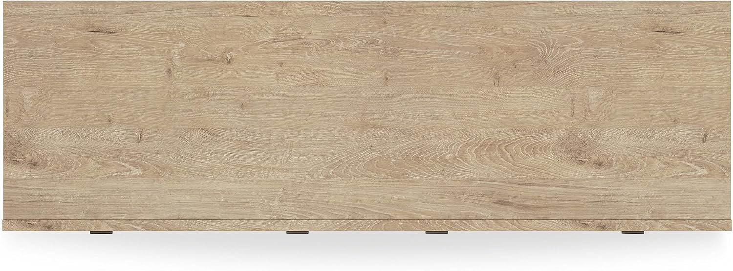 Signature Design by Ashley Cielden 6 Drawer Dresser, Quick 10-Minute Assembly, Textured Cane Details, Coastal Modern Bedroom Storage, Light Brown Two-Tone