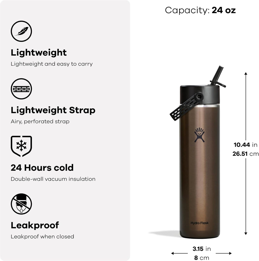 Hydro Flask 24 Oz Lightweight Wide Straw Lid - Insulated Stainless Steel Water Bottle - Hiking, Commuting Sapphire Blue