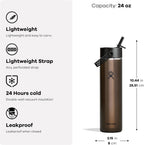 Hydro Flask 24 Oz Lightweight Wide Straw Lid - Insulated Stainless Steel Water Bottle - Hiking, Commuting Sapphire Blue