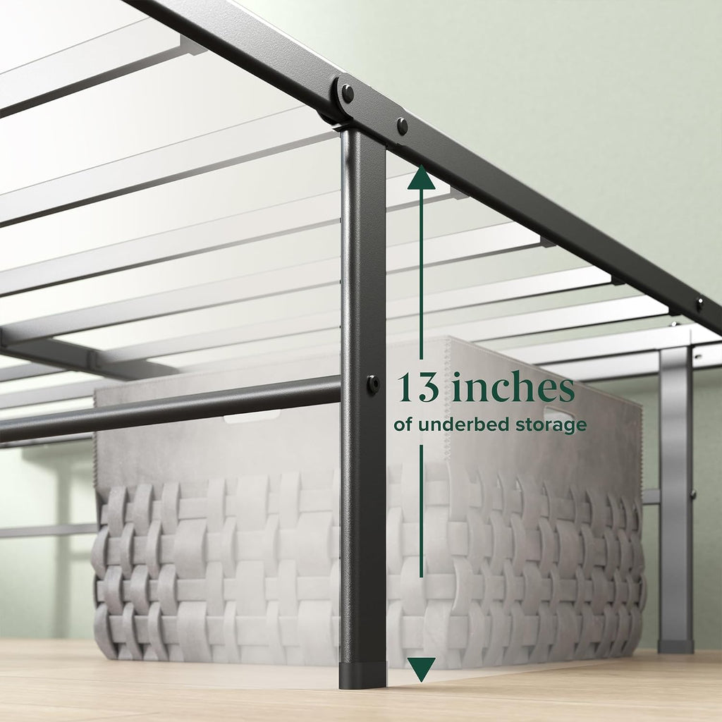 Zinus Rumi 14in Queen Metal Bed Frame, Quick Assembly SmartBase® Mattress Foundation, Heavy Duty Sturdy Steel with No Box Spring Needed, Eco-Friendly Packaging, Black
