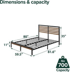 Zinus Kai Bamboo and Metal Platform Bed Frame with Headboard, No Box Spring Needed, Easy Assembly, Queen, Brown
