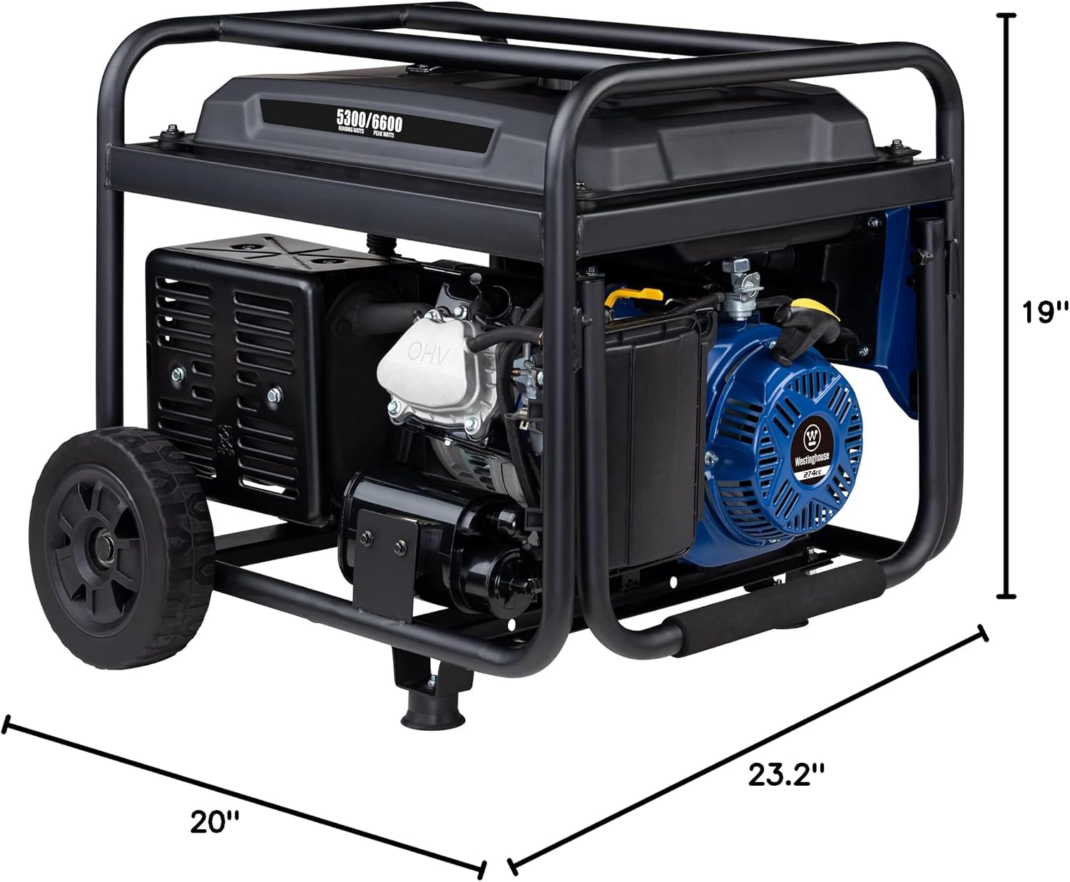 Westinghouse 6600 Peak Watt Home Backup Portable Generator, Transfer Switch Ready 30A Outlet, RV Ready 30A Outlet, Gas Powered, CO Sensor